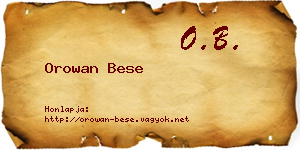 Orowan Bese névjegykártya